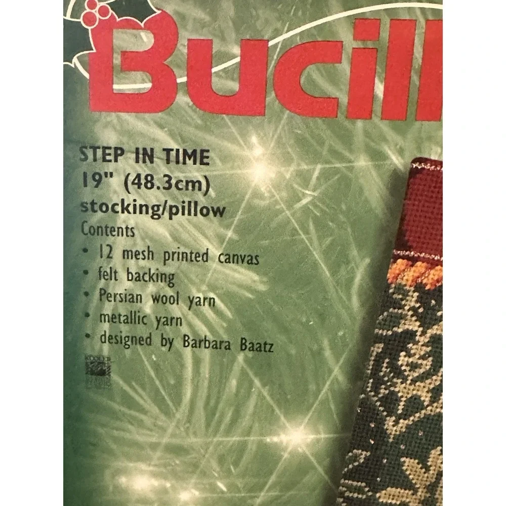 BUCILLA RARE NEEDLEPOINT STEP IN TIME VICTORIAN STOCKING KIT 60787 SEALED Retro